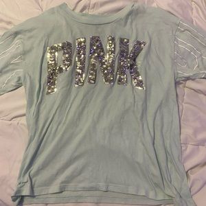 Victoria’s Secret “PINK” teal sequin tee